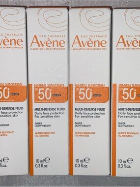 Avene Multi-Defense Fluid Blue Light SPF 50+ Sheer Mineral Sunscreen Lot Of 4